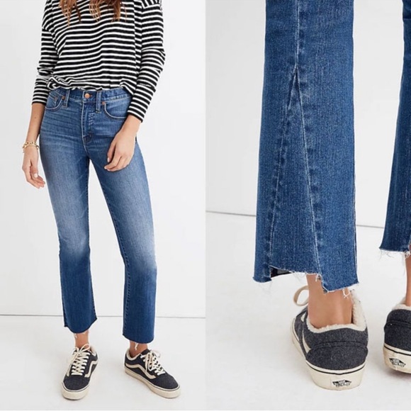 Madewell Jeans Cali Demi Boot Ankle Fray Hem Style K1887 Casual Denim Blue 27 - Picture 1 of 12